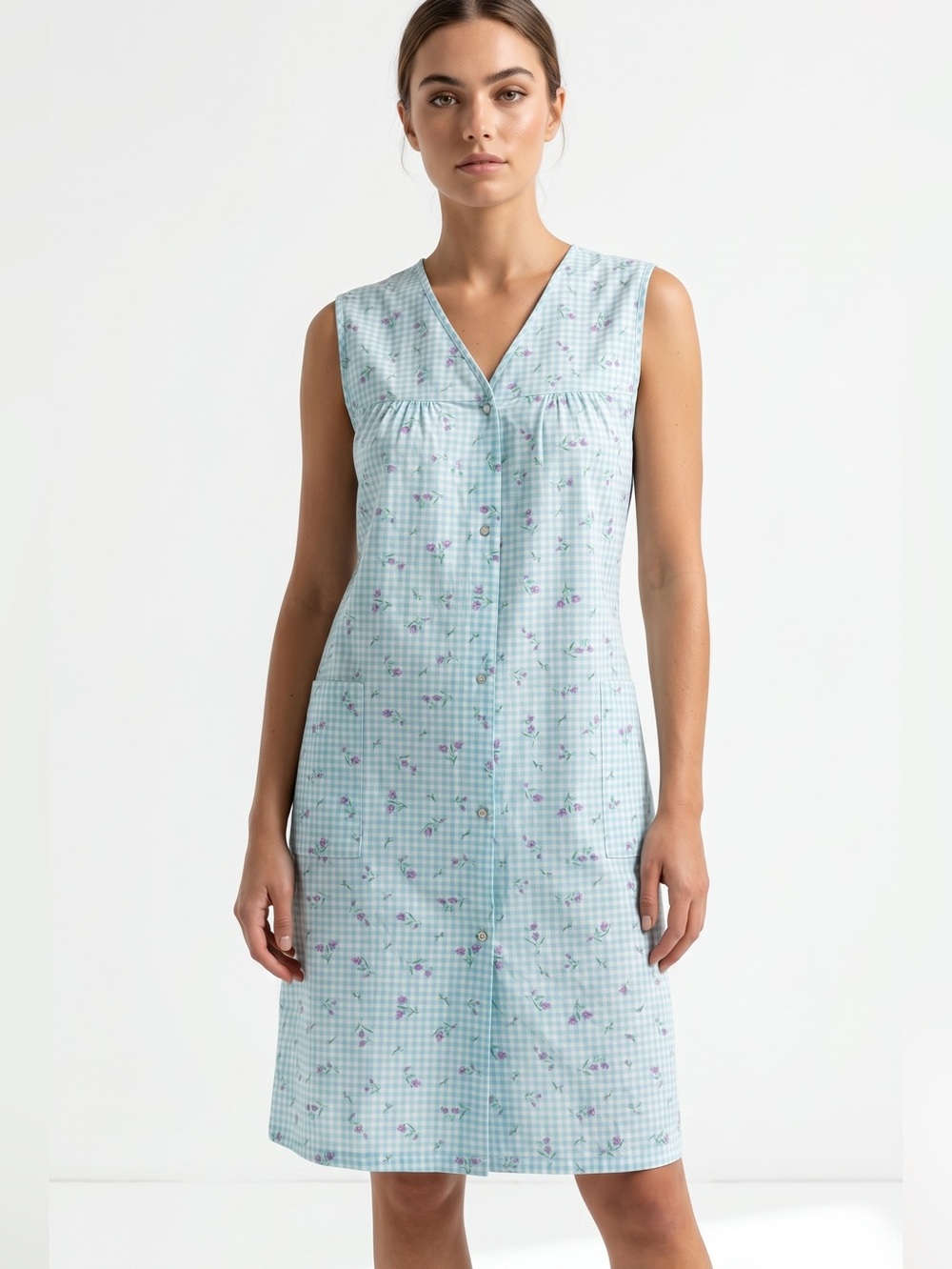 LOTI FASHION | Floral Pattern Button Up Night Gown 3X